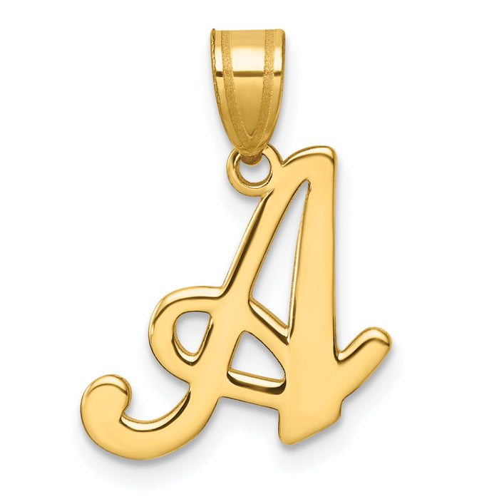14K Script Letter A Initial Pendant-YC1540A