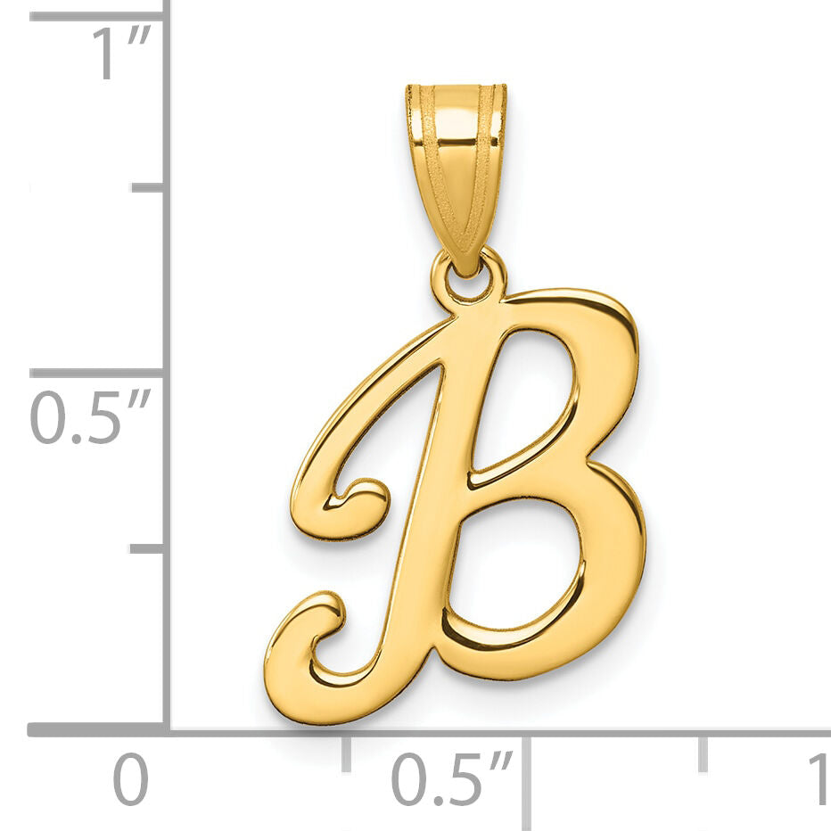 14K Script Letter B Initial Pendant-YC1540B