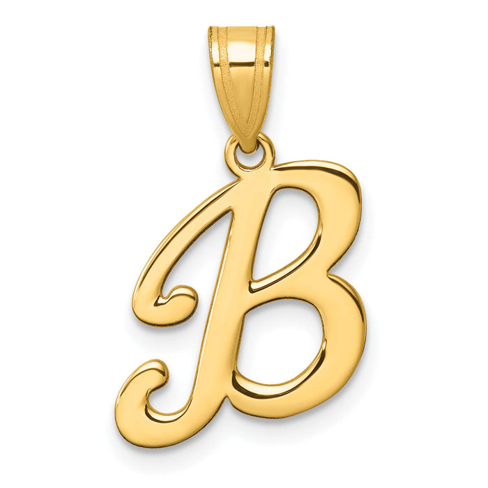 14K Script Letter B Initial Pendant-YC1540B