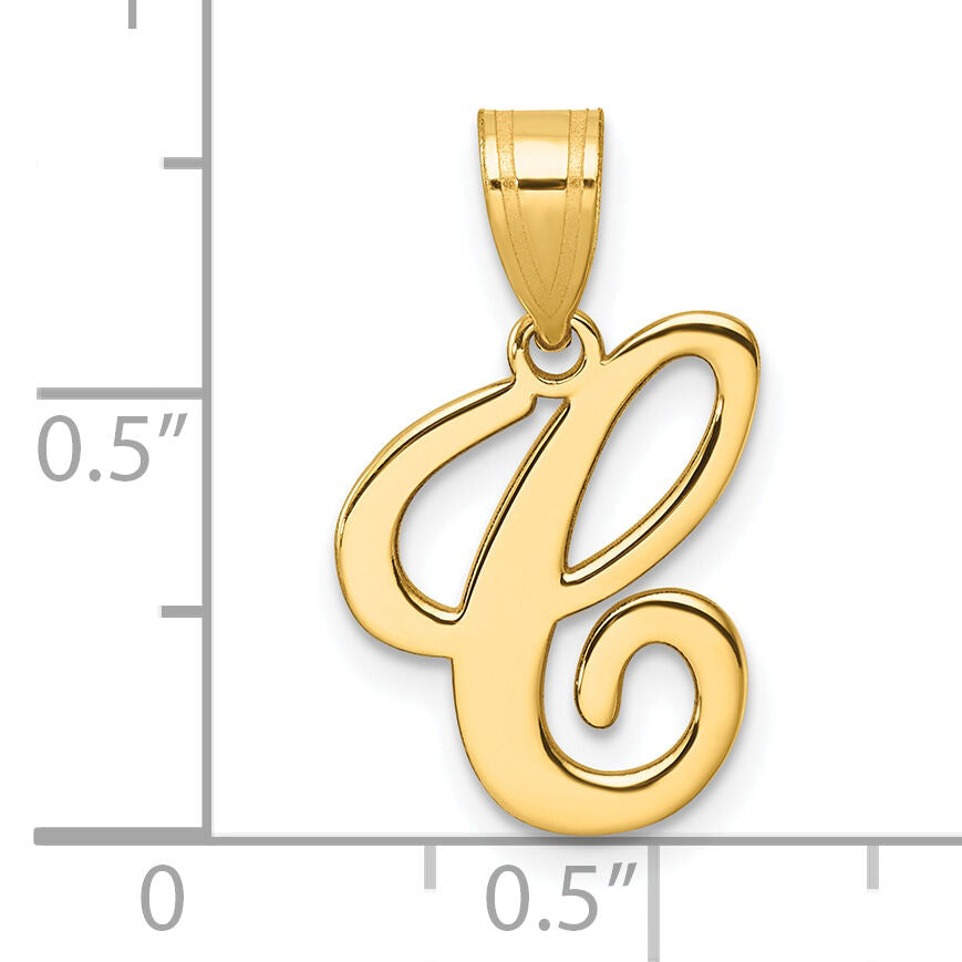 14K Script Letter C Initial Pendant-YC1540C