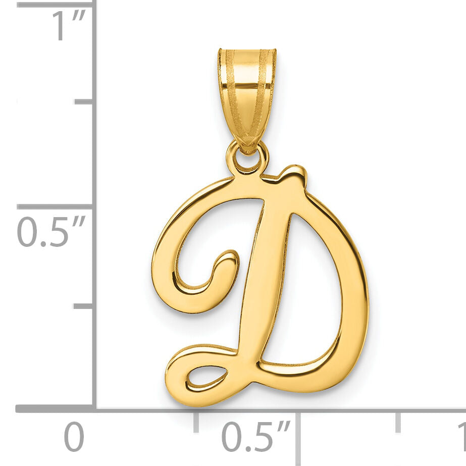14K Script Letter D Initial Pendant-YC1540D