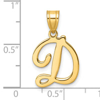 14K Script Letter D Initial Pendant-YC1540D