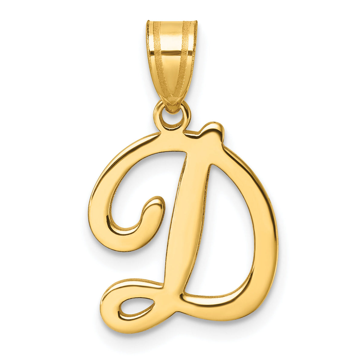 14K Script Letter D Initial Pendant-YC1540D