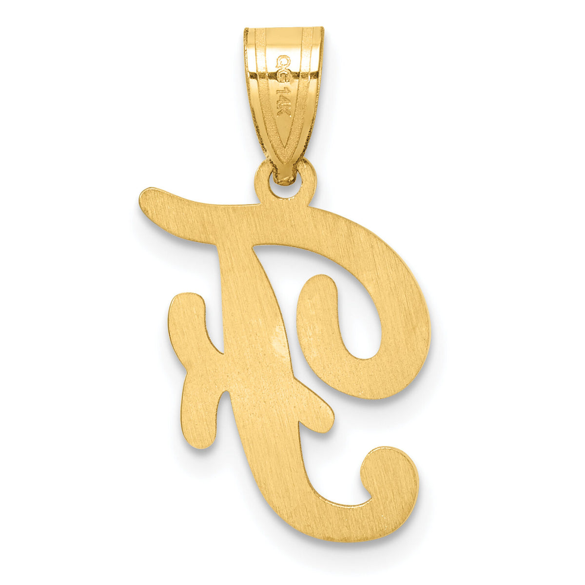 14K Script Letter F Initial Pendant-YC1540F