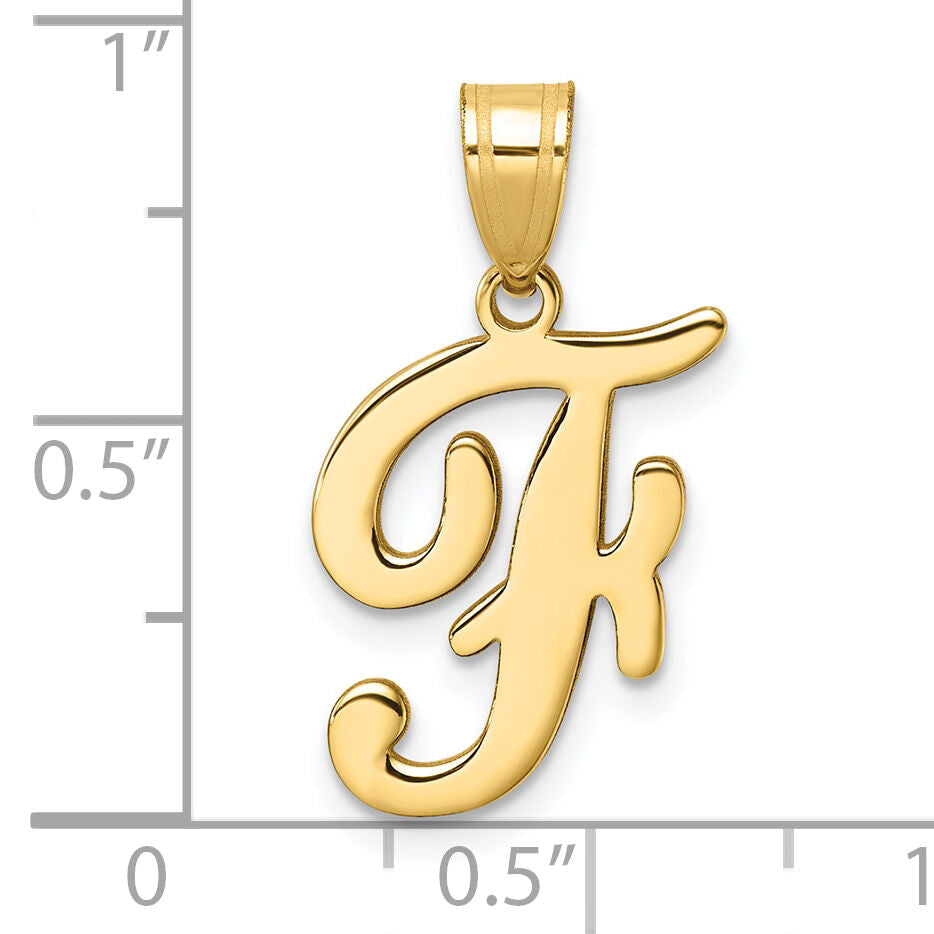 14K Script Letter F Initial Pendant-YC1540F