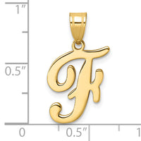 14K Script Letter F Initial Pendant-YC1540F