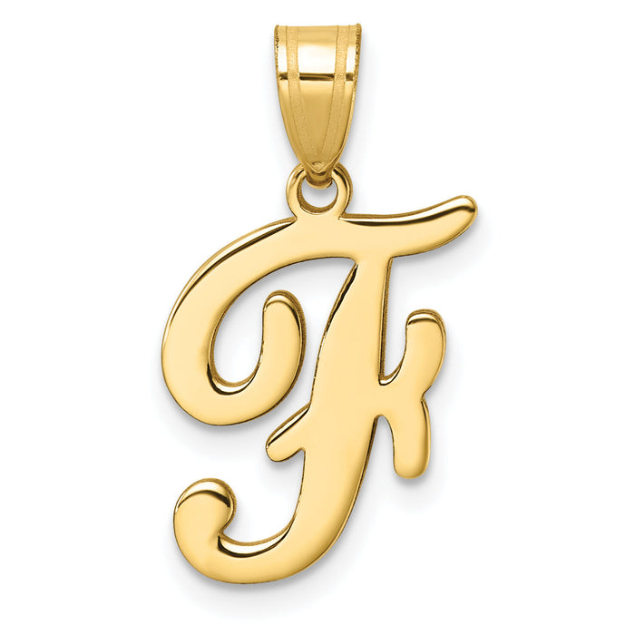 14K Script Letter F Initial Pendant-YC1540F