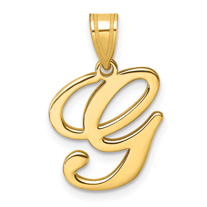 14K Script Letter G Initial Pendant-YC1540G