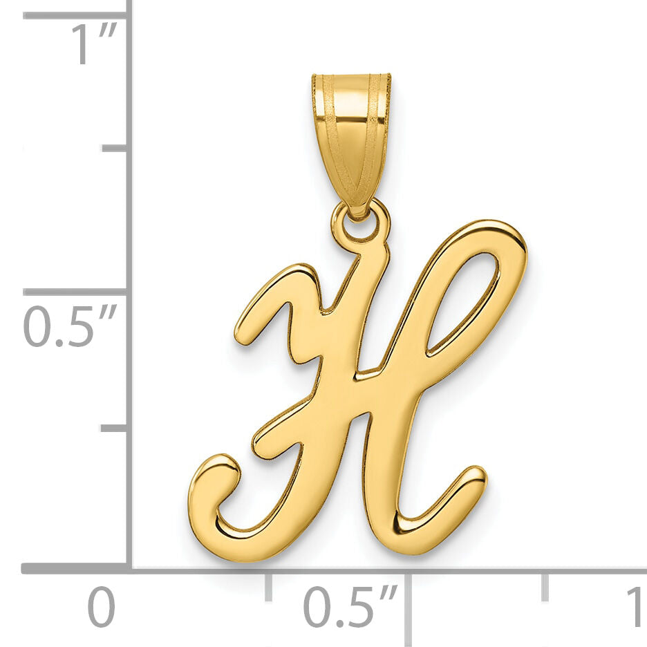 14K Script Letter H Initial Pendant-YC1540H