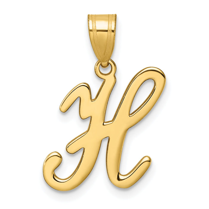 14K Script Letter H Initial Pendant-YC1540H