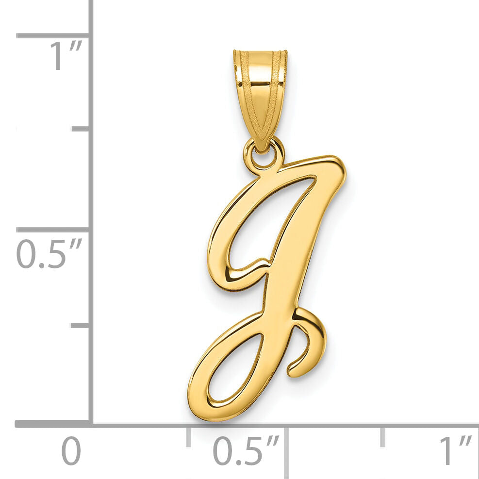14K Script Letter J Initial Pendant-YC1540J