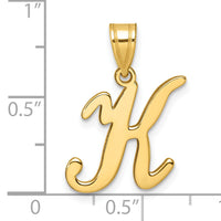 14K Script Letter K Initial Pendant-YC1540K