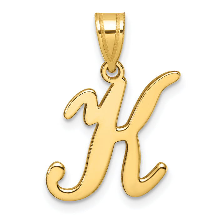 14K Script Letter K Initial Pendant-YC1540K