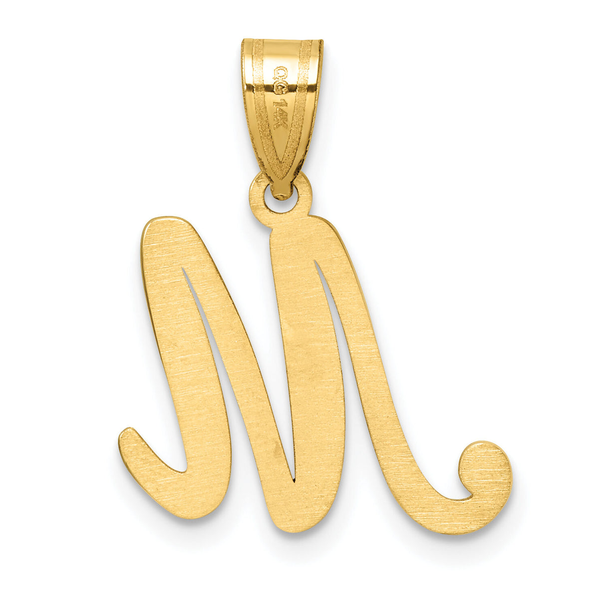 14K Script Letter M Initial Pendant-YC1540M