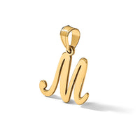 14K Script Letter M Initial Pendant-YC1540M