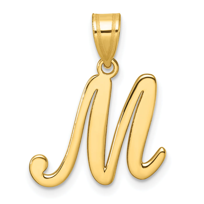 14K Script Letter M Initial Pendant-YC1540M