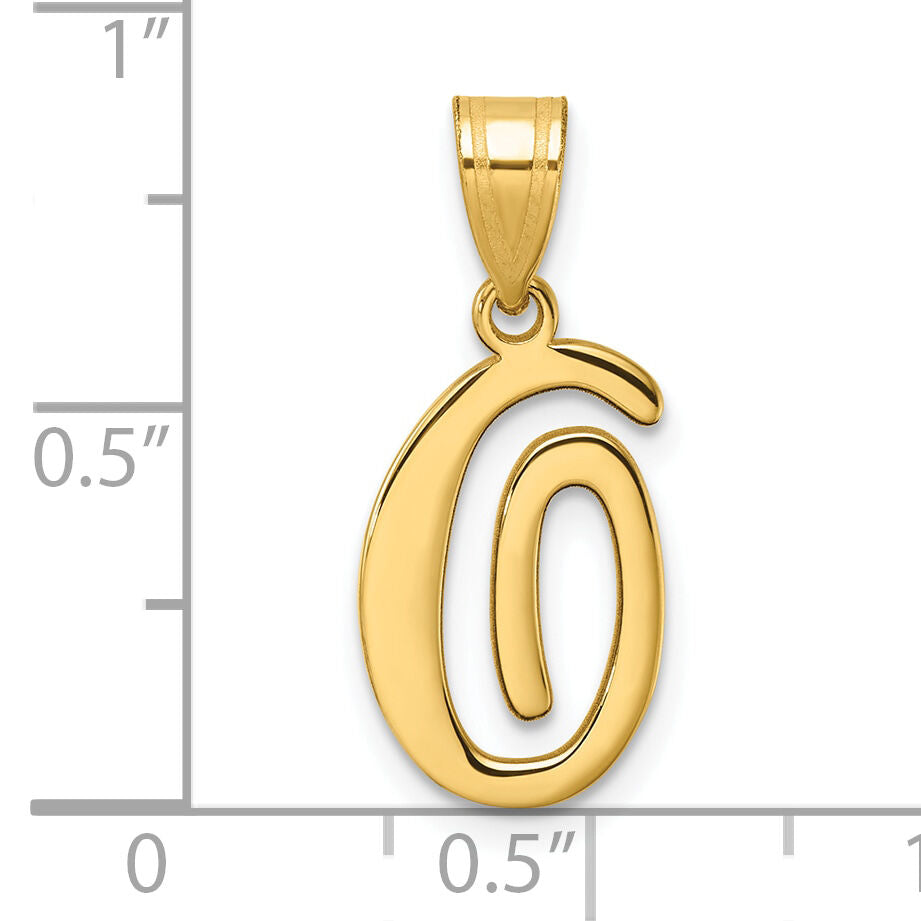 14K Script Letter O Initial Pendant-YC1540O