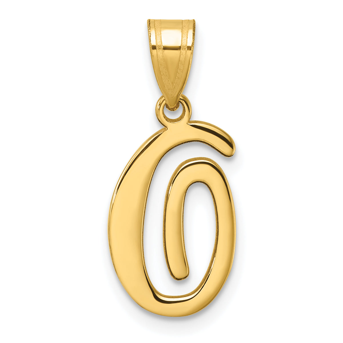14K Script Letter O Initial Pendant-YC1540O