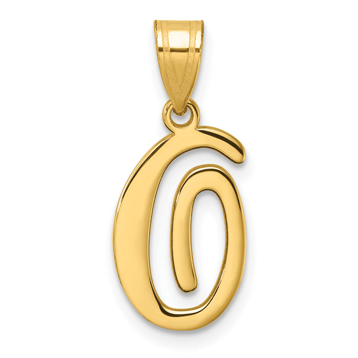 14K Script Letter O Initial Pendant-YC1540O