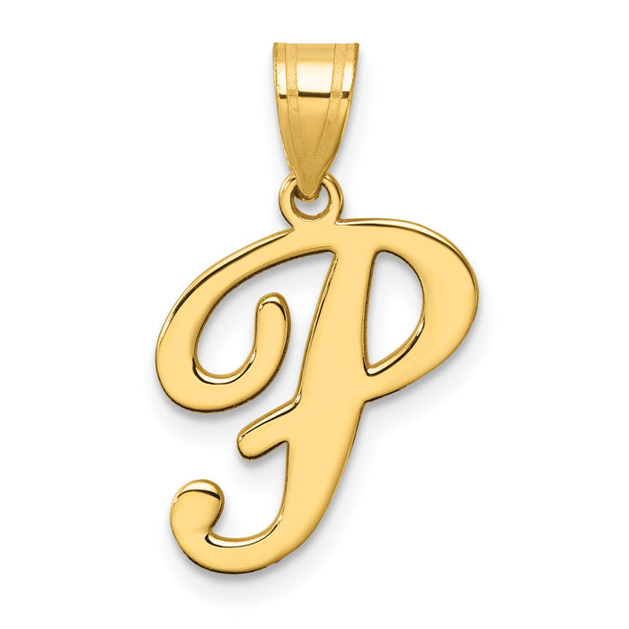 14K Script Letter P Initial Pendant-YC1540P