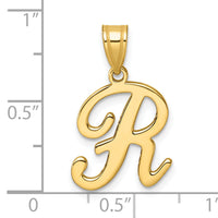 14K Script Letter R Initial Pendant-YC1540R