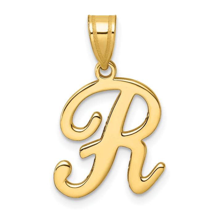 14K Script Letter R Initial Pendant-YC1540R