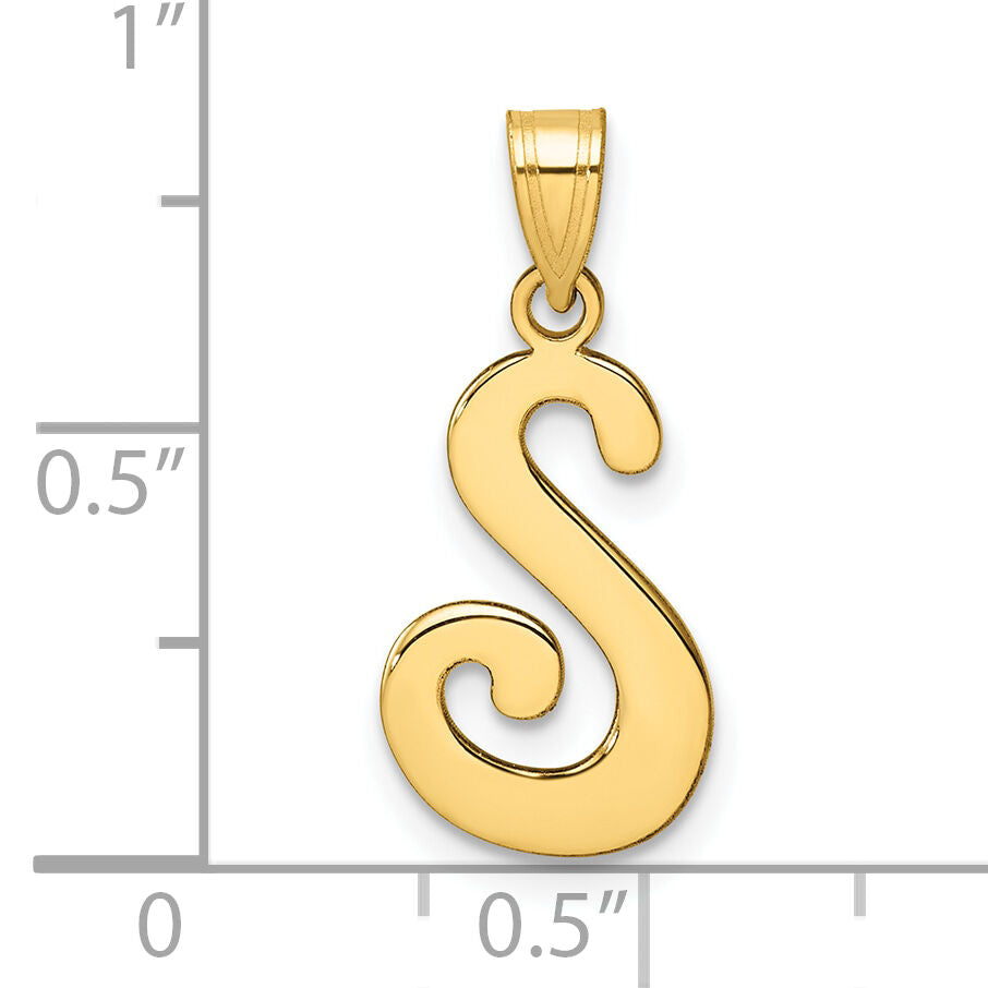 14K Script Letter S Initial Pendant-YC1540S