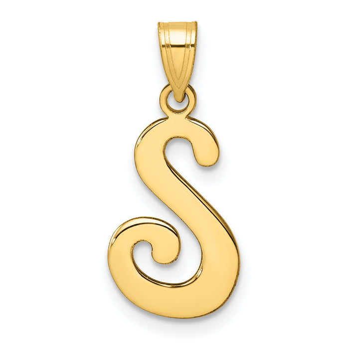 14K Script Letter S Initial Pendant-YC1540S