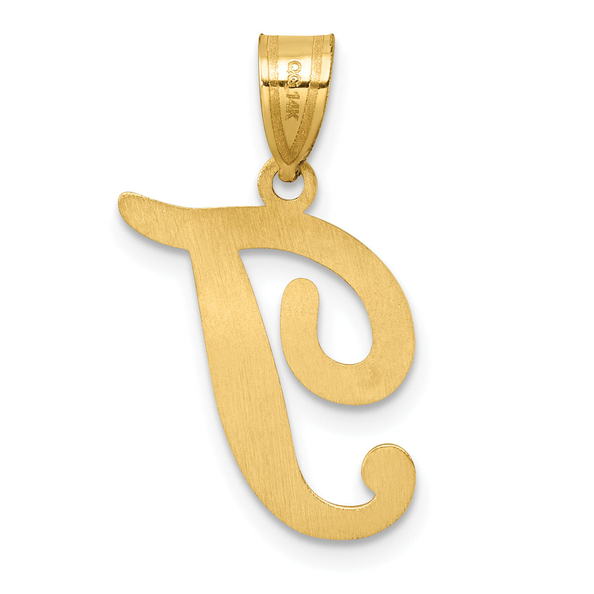 14K Script Letter T Initial Pendant-YC1540T