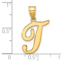 14K Script Letter T Initial Pendant-YC1540T
