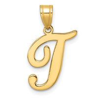 14K Script Letter T Initial Pendant-YC1540T