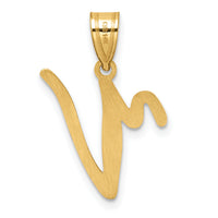 14K Script Letter V Initial Pendant-YC1540V