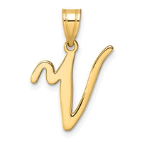 14K Script Letter V Initial Pendant-YC1540V