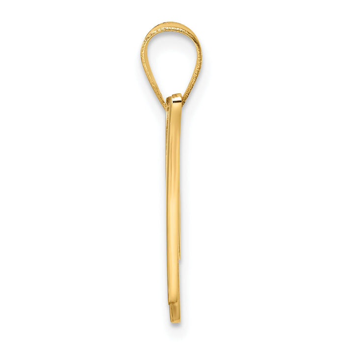 14K Script Letter W Initial Pendant-YC1540W