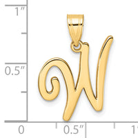 14K Script Letter W Initial Pendant-YC1540W