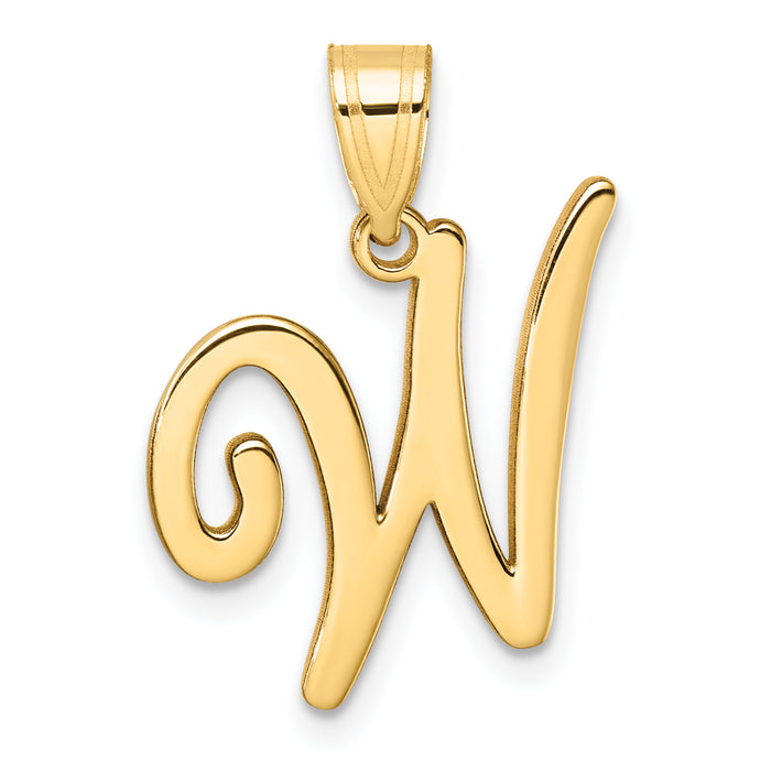 14K Script Letter W Initial Pendant-YC1540W