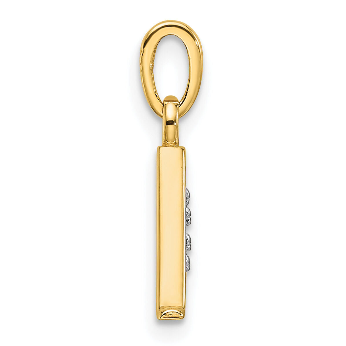 14K with Rhodium Diamond Letter A Initial Pendant-YC1541A