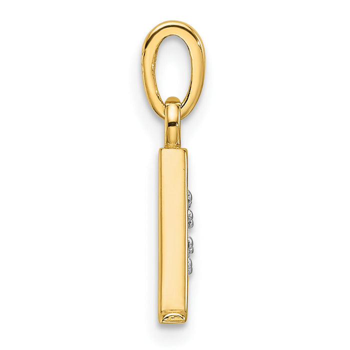 14K with Rhodium Diamond Letter A Initial Pendant-YC1541A