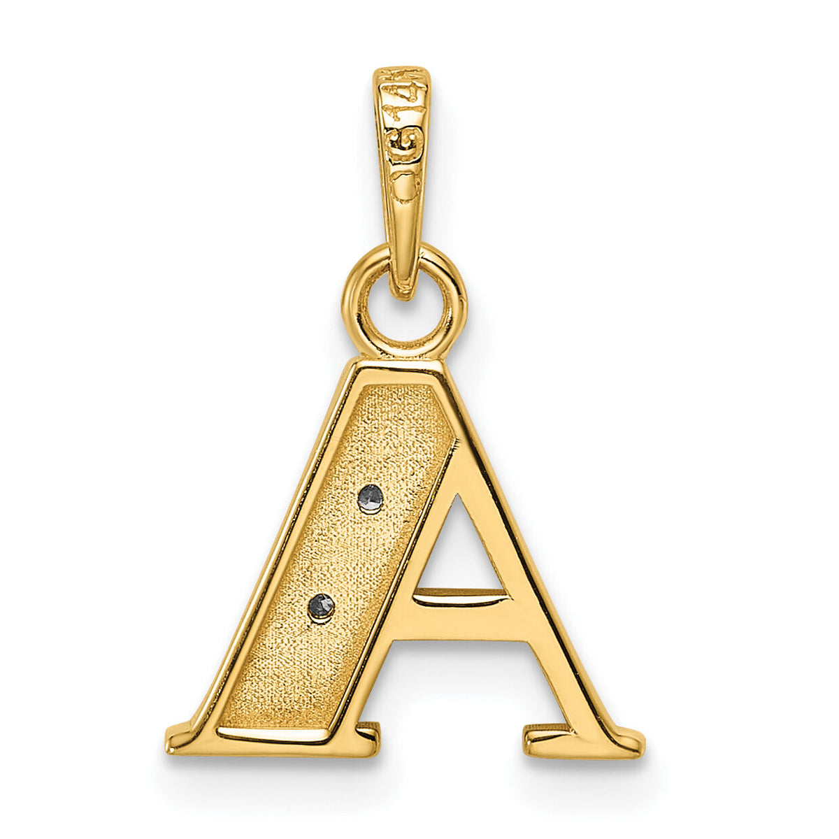 14K with Rhodium Diamond Letter A Initial Pendant-YC1541A