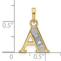 14K with Rhodium Diamond Letter A Initial Pendant-YC1541A