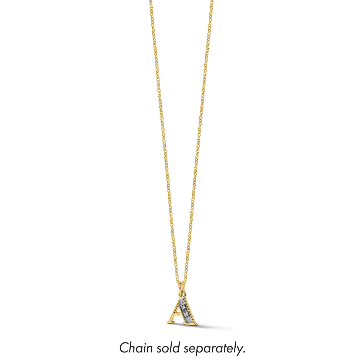 14K with Rhodium Diamond Letter A Initial Pendant-YC1541A