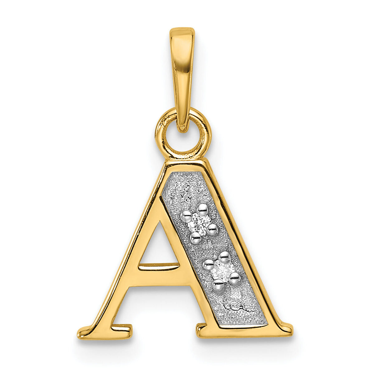14K with Rhodium Diamond Letter A Initial Pendant-YC1541A