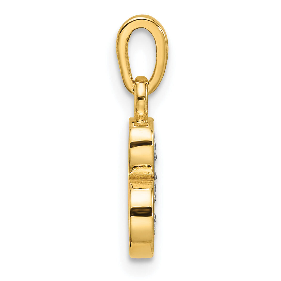 14K with Rhodium Diamond Letter B Initial Pendant-YC1541B