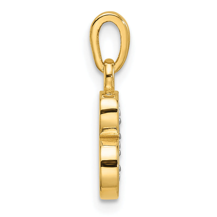 14K with Rhodium Diamond Letter B Initial Pendant-YC1541B