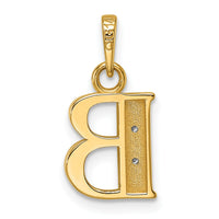 14K with Rhodium Diamond Letter B Initial Pendant-YC1541B