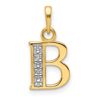14K with Rhodium Diamond Letter B Initial Pendant-YC1541B
