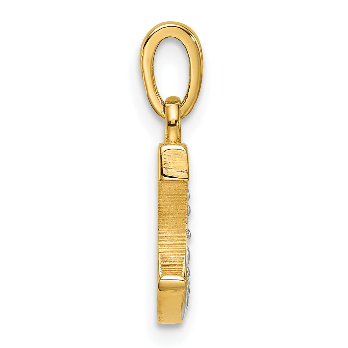 14K with Rhodium Diamond Letter C Initial Pendant-YC1541C