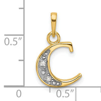 14K with Rhodium Diamond Letter C Initial Pendant-YC1541C