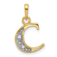 14K with Rhodium Diamond Letter C Initial Pendant-YC1541C