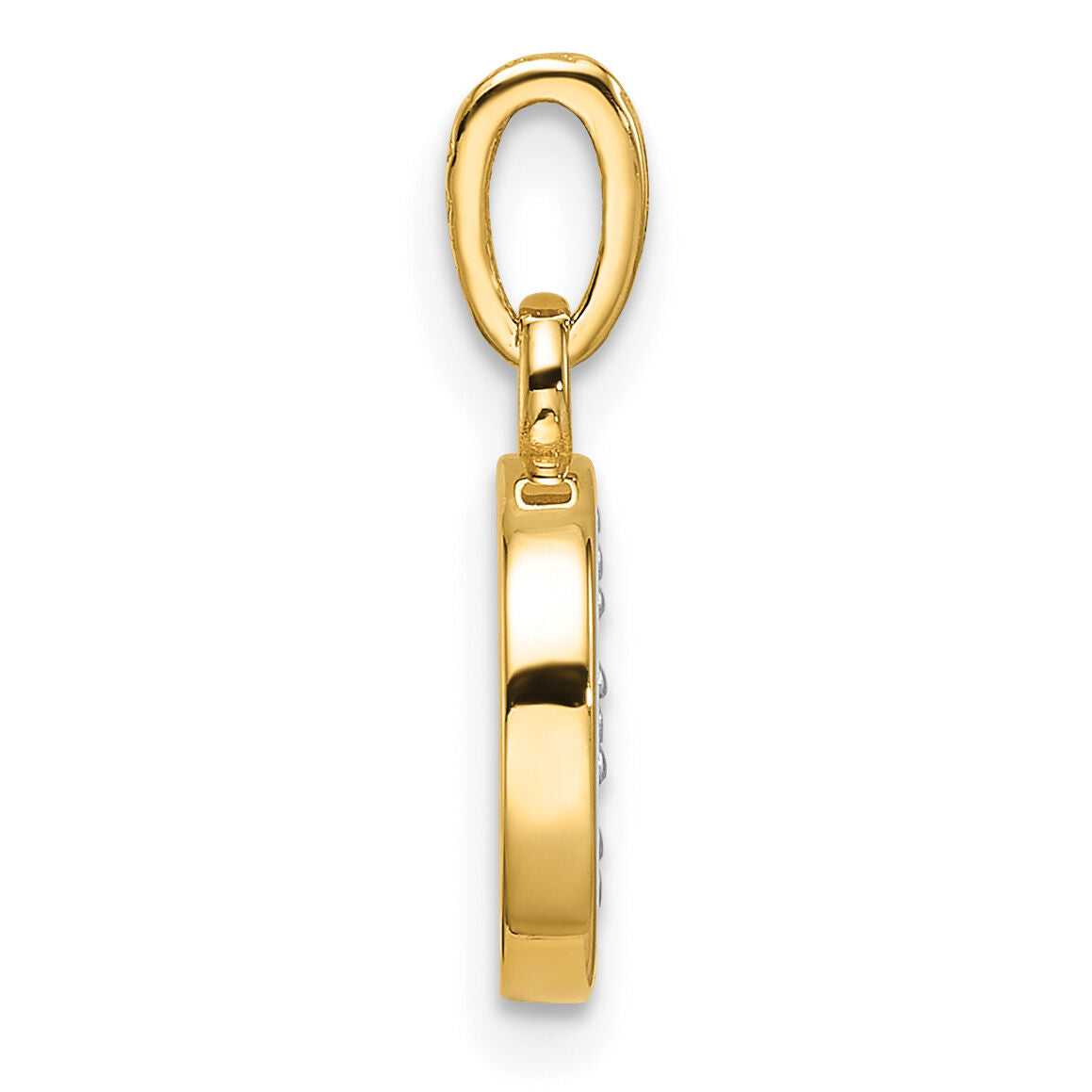 14K with Rhodium Diamond Letter D Initial Pendant-YC1541D